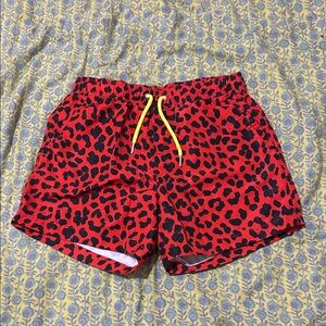 Forever 21 Red and Black Leopard Print Men's Athletic Shorts